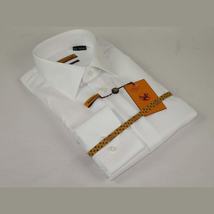 Mens ENZO Egyptian Soft Cotton Dress Shirt Barrel Cuff Wrinkle Free 61101 White image 12