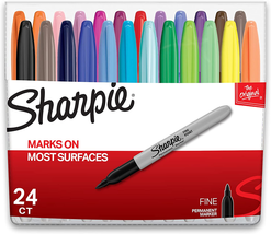 Sharpie 75846 Permanent Markers, Fine Point, Assorted Colors, 24-Count - $26.28