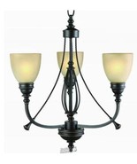 3-Light Bronze Chandelier with Tea Stained Glass Shades - $110.42 CAD