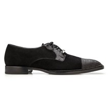 Belvedere Capitano Genuine Oiled Caiman Crocodile Italian Suede Black R103 image 3