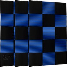 48 Pack Black Blue 1&quot; X 12&quot; X 12&quot; Acoustic Wedge Studio Foam Sound Absor... - £34.35 GBP
