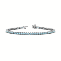 Gift 2.25CT Round Cut Sky Blue Aquamarine Tennis Bracelet For Women&#39;s in 925 - £107.90 GBP