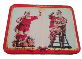 Coca-Cola Nostalgia Playing Cards Santa Christmas 2 Packs In Tin 1994. 1 Opened. - $6.75