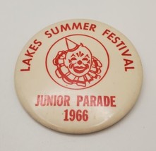 Lakes Summer Festival Junior Parade Vintage 1966 Button Pin Clown Pinback - £15.74 GBP