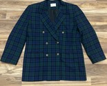 Vintage Pendleton Pure Virgin Wool Women’s Blazer Black Green Blue Plaid... - £30.12 GBP