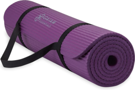 Yoga fitness mat purple 72&quot;L x 24&quot;W x 2/5 thick with carry strap - £19.11 GBP