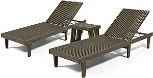 Christopher Knight Home Terence Outdoor Acacia Wood Chaise Lounge Set, G... - $943.99