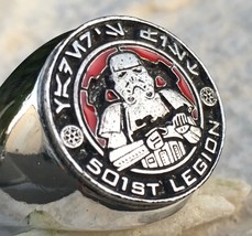 SIZE 8 - 501st LEGION ARMY VADER RING DEGREE STAR STEEL SLVER NECKLACE P... - £18.16 GBP