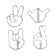 Hand Gestures Peace Shaka Set Of 4 Cookie Cutters Made In USA PR1948 - £8.66 GBP