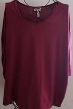Just Be ~ Women&#39;s Size 3XL ~ Burgundy ~ Poly/Rayon ~ Short Sleeve Top - £11.94 GBP