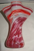 Glass Eye Studio Hand Blown Red Ruffle Swirl Vase - £39.90 GBP