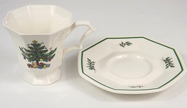 Christmastime Nikko Footed Octagon-Shaped Teacup 3-5/8&quot; w/ Matching Sauc... - $9.89