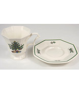 Christmastime Nikko Footed Octagon-Shaped Teacup 3-5/8&quot; w/ Matching Sauc... - £7.82 GBP
