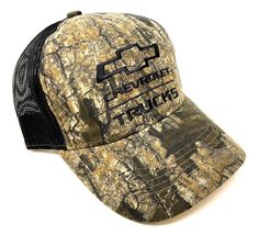 Chevy Realtree Edge Camouflage &amp; Black Adjustable Curved Bill Mesh Trucker Snapb - £13.27 GBP