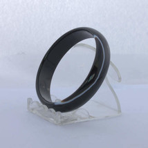 Bangle Black Banded Quartz Agate Striped Natural Stone Bracelet 7.2 inch 58 mm - $57.00