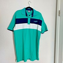 No Problem Mens Sz XXL Short Sleeve Polo 1/2 Button Shirt Green Blue White - £10.26 GBP