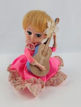 1960&#39;s  Wind-Up Spinning Pink Doll w/ Guitar plays &quot;Raindrops falling..&quot; Big Eye - £31.37 GBP