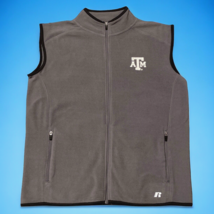 Texas Aggies ATM Mens Large Gray Breast Logo Full Zip Fleece Vest Gameday - £15.42 GBP