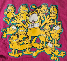 Rare Vtg Garfield Jim Davis Graphic Canvas Shopping Burgandy Tote Bag w/Zipper - £19.41 GBP