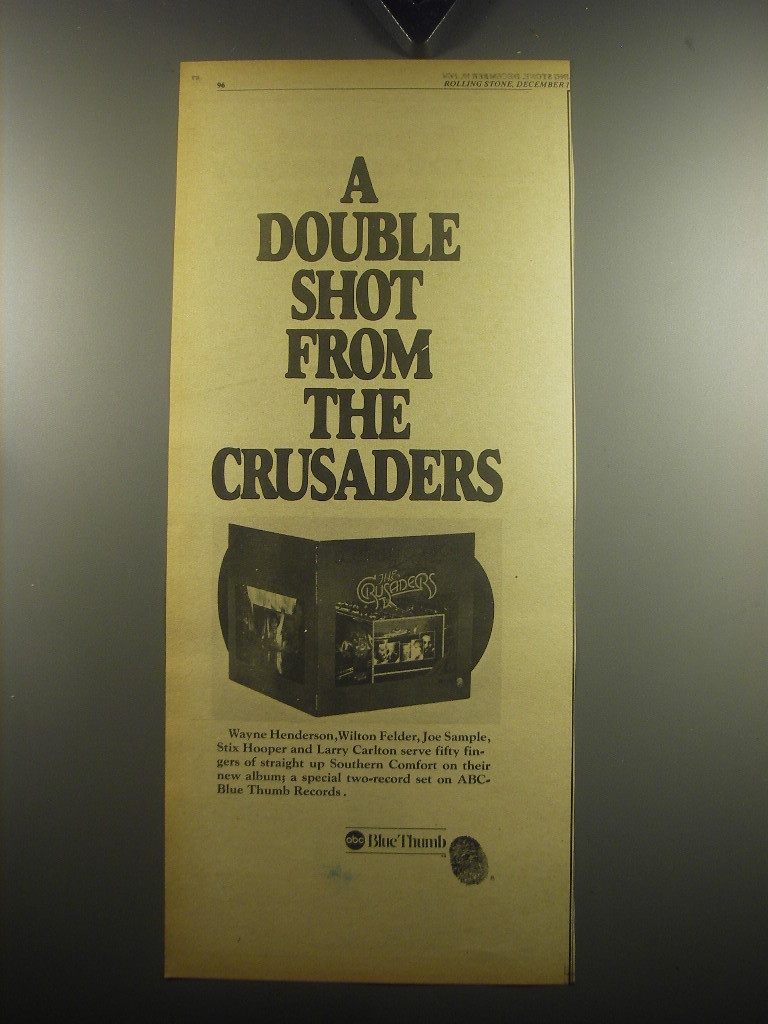 1974 The Crusaders Southern Comfort Album Ad - A double shot from the Crusaders - £14.78 GBP