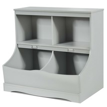 Kids Floor Cabinet Multi-Functional Bookcase -Gray - Color: Gray - £99.00 GBP