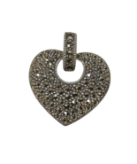 MC 925 Sterling Silver Marcasite Heart Charm Pendant - $47.44 CAD