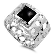 Onyx Ring Sterling Silver Princess Simulated Onyx Ring - £47.95 GBP+
