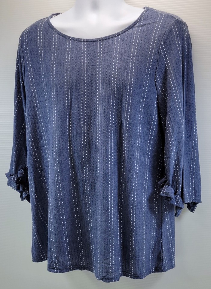 L) W5 by Anthropologie Woman Blue Ribbed Pullover Shirt Top 1X Item image 3