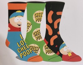 South Park &quot;Cheesy Poofs&quot; 3 Pair Men&#39;s Crew Socks Fits Sock Size 10-13/New  - £15.08 GBP