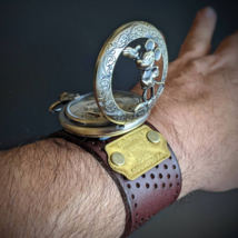 MICKEY MOUSE Movement Watch Steampunk Cuf- Mickey Steampunk wristwatch, Hand Mad - £125.07 GBP