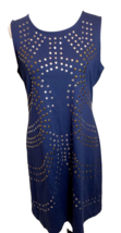 Cynthia Rowley Women&#39;s Knit Sleeveless Shift Dress with Studs Navy Blue ... - $267.07 MXN
