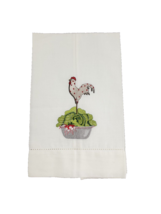 Chicken with Green Cabbage Embroidered Decorative Kitchen Towel Portugal - £11.79 GBP