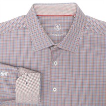 Bugatchi Uomo Multi Color Check Flip Cuff Button Down Dress Shirt Mens 18 36-37 - £23.61 GBP