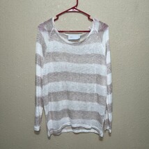 Tavi KNIT BLOUSE LONG Sleeves BEIGE WHITE SZ S NEW - $35.97 CAD