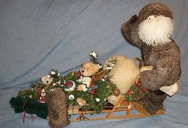 Vtg Alaskan Dog Sled Shed Nikiski Ak Santa Claus Trapper Fishing Sleigh Folk Art - £398.80 GBP