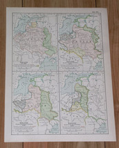1897 Antique Historical Map Of Partitions Of Poland / Verso England - £15.00 GBP