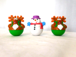 Playskool Weeble Wobble Christmas 2 Reindeers + Snowman Figures  - £10.67 GBP