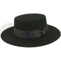 Mens Autralian Wool Boater Hat Wide Brim BRUNO CAPELO ZAYDEN ZA331 Black New image 3