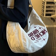 Y2K Denim Tote Shoulder Shopper Book Bag Jeans Fashion Embroidered Messe... - £22.28 GBP