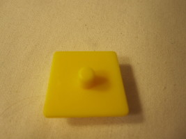 1990 MB Travel Games - Perfection game piece: Yellow Puzzle Shape #8 - $1.50