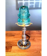 Glass Insulator Industrial Steel Pipe Gear Desk Lamp With a Brass Twist ... - €102,35 EUR