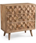 Mid-Century Modern Mango Wood 3 Drawer Chest, Natural, Great Deal Furniture - £302.01 GBP