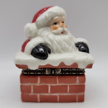 Department 56 Santa Claus In Chimney Ho Ho Ho Porcelain Hinged Trinket Box - £8.74 GBP