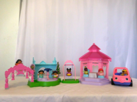 Fisher Price Little People Princess Garden Tea Party + Pink Car + Little... - $13.88
