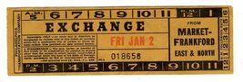 Philadelphia Transportation Company EXCHANGE Ticket Market Frankford  - $17.82
