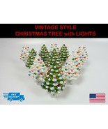 NEW 5&quot; Snow Green and White Ceramic Christmas Tree Night Light Wall Sock... - £14.17 GBP