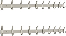 Brushed Nickel Coat Rack Wall Mount With 10 Double Hooks For Hanging – 30 Inch - £58.32 GBP