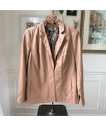 Dennis by Dennis Basso Faux Vegan Leather Blazer Jacket Lined Caramel Tan M - $32.40