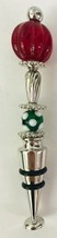 Holiday Beaded Bottle Topper Holiday Wine Stopper Red Green Silver Mudpie - £22.57 GBP