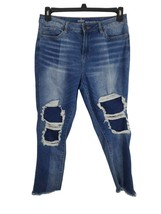 New York &amp; Co Soho Jeans 8 Womens High Waist Boyfriend Raw Hem Distressed - £17.78 GBP